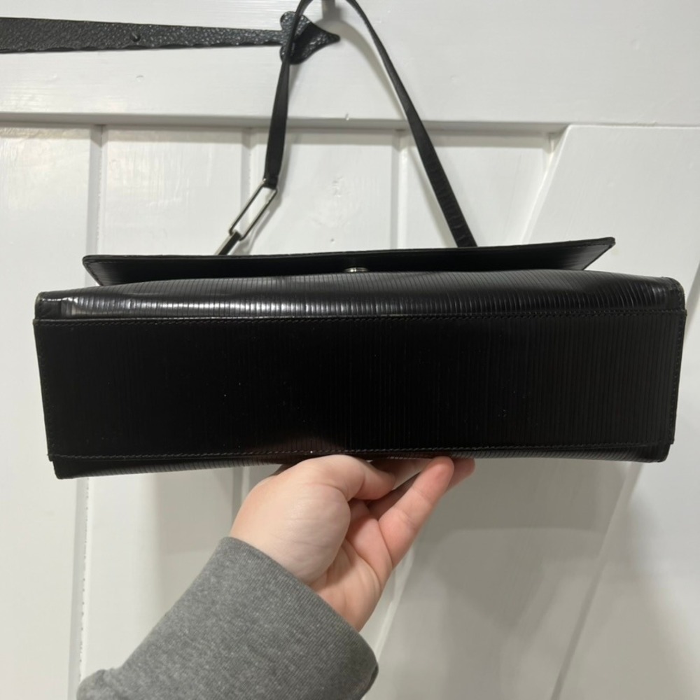 PIBRA Leather Shoulder Purse Square Structure Black Leather Italy - Picture 3 of 16